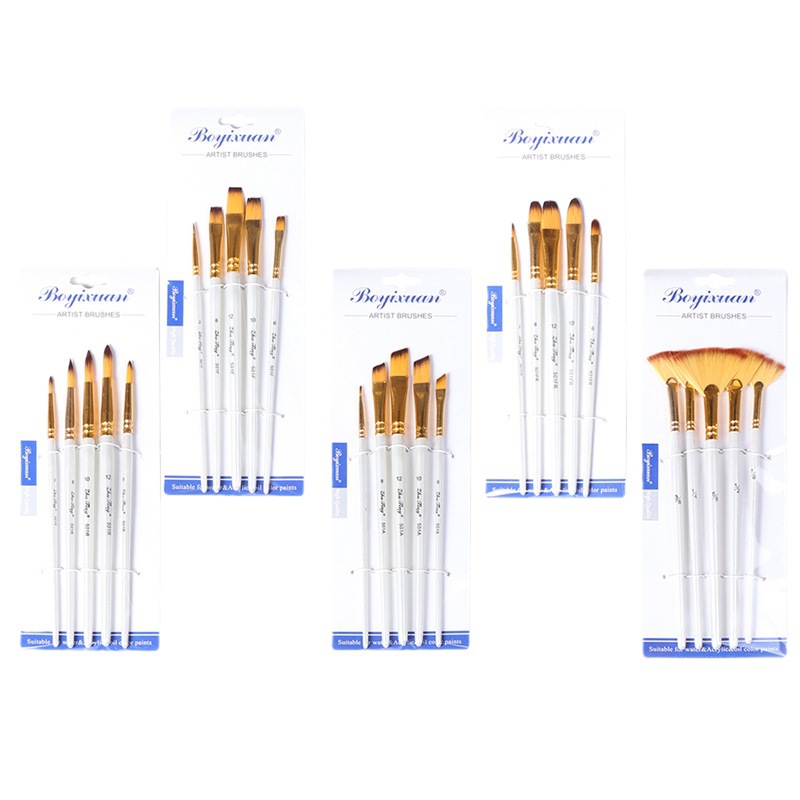 Boyi Xuan perla de madera blanca de cinco piezas traje arte acuarela pintura al óleo pintura infantil cepillo de nylon