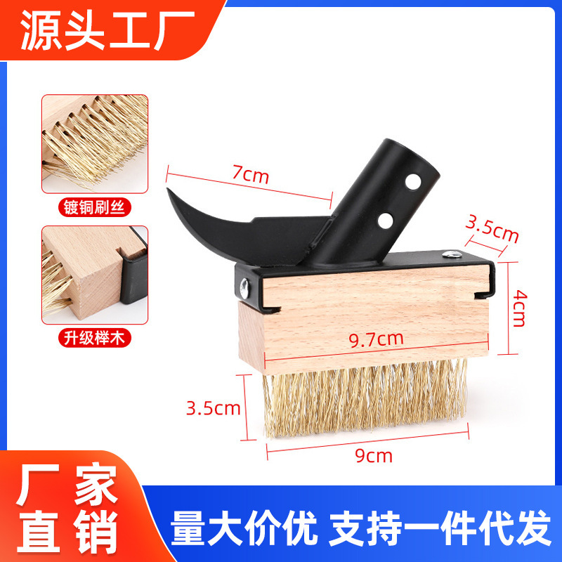 Weed brush, long-handled deck brush for cleaning and removing weeds from ground crevices, steel wire brush for outdoor garden weeding Weed brush, long-handled deck brush for cleaning and removing weeds from ground crevices, steel wire brush for outdoor garden weeding