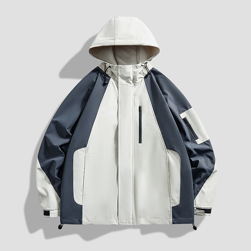 Primavera y otoño marca de moda chaqueta de camisa de trabajo empalmado chaqueta de color contrastante chaqueta de asalto chaqueta con capuzas casuales al aire libre hombre
