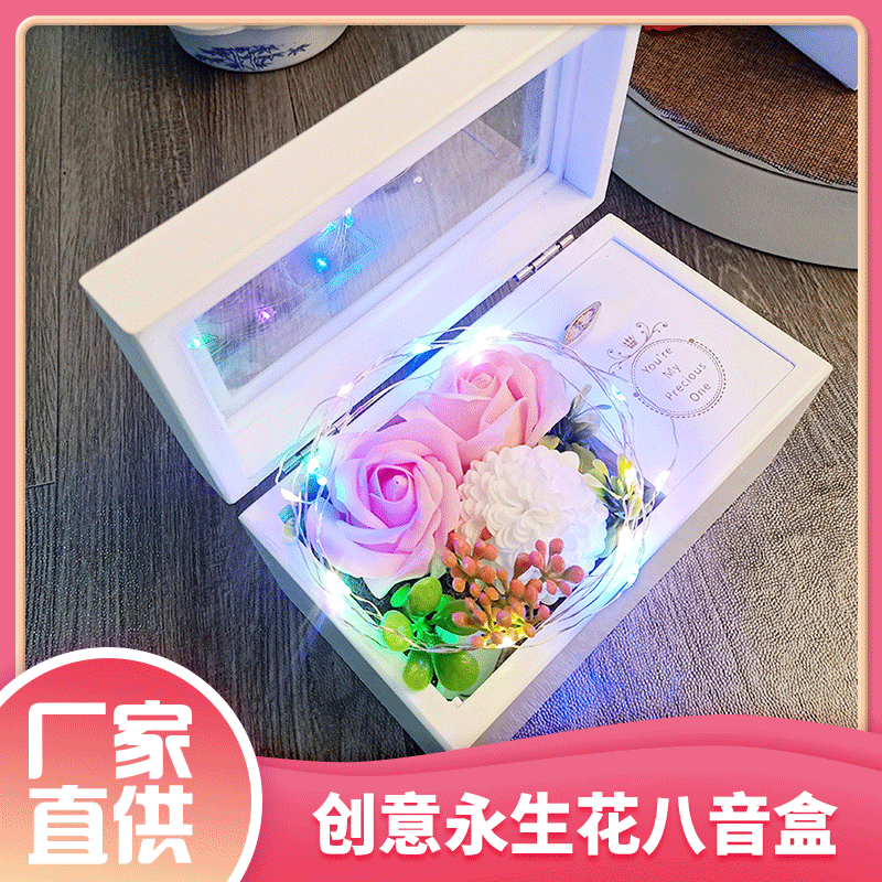 情人節禮物音樂盒永生花創意生日禮物女生八音盒平安夜蘋果送女友