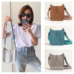 新款火爆真皮伊芙琳mini斜挎包頭層togo小牛皮荔枝紋水桶女包包