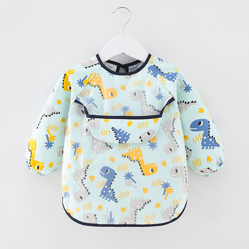 Abrigo impermeable para niños, con babero anti-sucio de algodón puro, manga larga, ideal para otoño e invierno, para bebés y niñas.