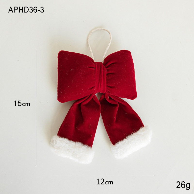 クリスマスリボンレッドクリスマスペンダントベルベットウェディングアレンジメント装飾クリスマスツリーペンダント|undefined