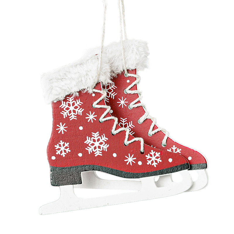 Hong Kong Heng zapatos de madera colgante de Navidad patines botas árbol de Navidad colgante de ventana colgante decoraciones de Navidad