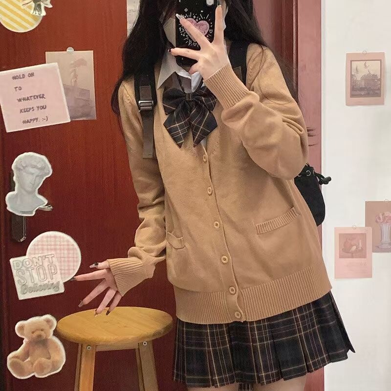 Original Japanese-Style Academy Uniform Long-Sleeve Cardigan Sweater for Women, Suitable for Spring, Autumn, and Winter Original Japanese-Style Academy Uniform Long-Sleeve Cardigan Sweater for Women, Suitable for Spring, Autumn, and Winter