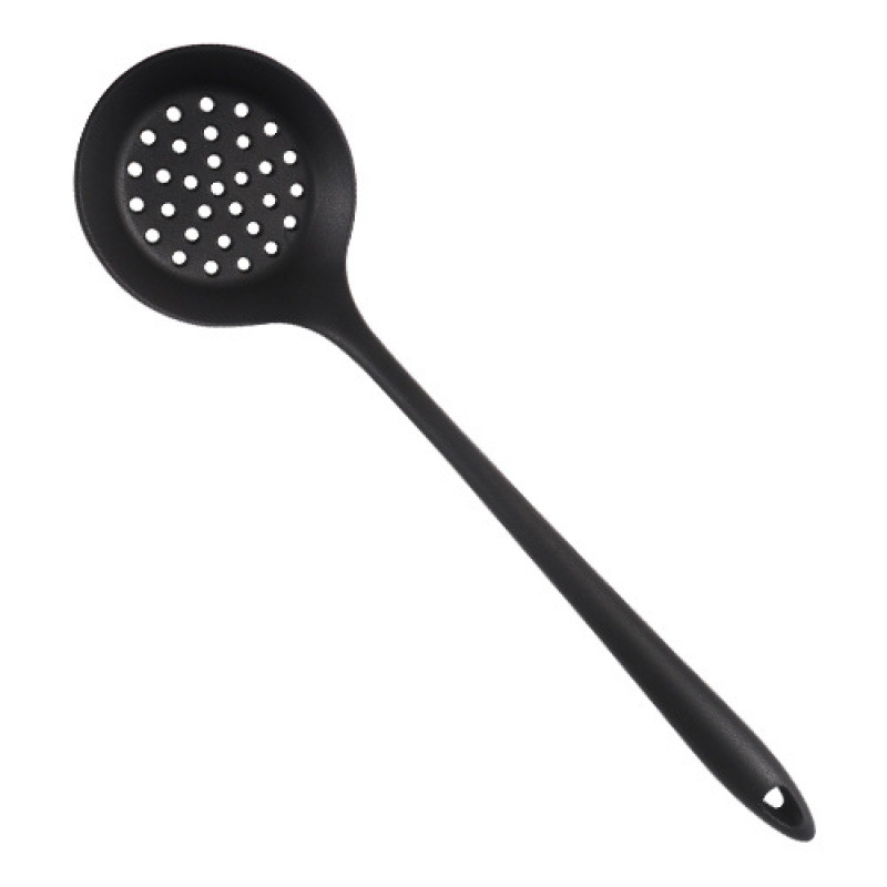 Stock de fábrica utensilios de cocina de silicona sartén antiadherente juego de pala mango largo cuchara de silicona de una pieza