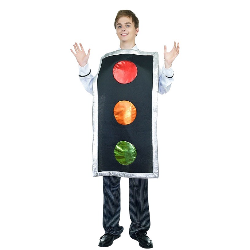 Halloween adulto de los hombres y las mujeres de la esponja divertida rojo y verde luz de la señal de rol etapa de rendimiento traje