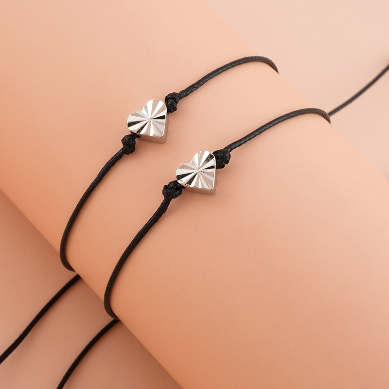 Daily Occasion Simple Style Heart Shape Wax Line Copper Braid Women's Bracelets