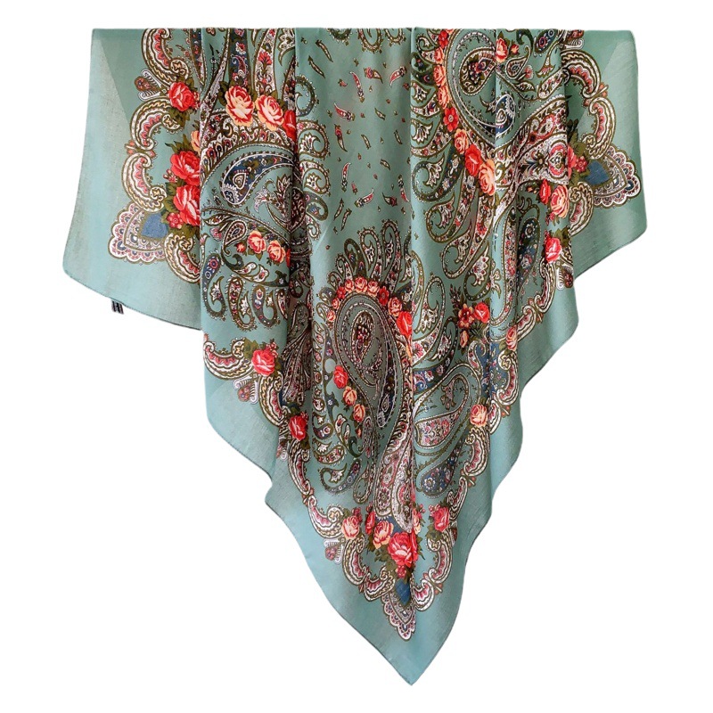 Comercio exterior nuevo estilo étnico anacardo gran bufanda cuadrada de terciopelo suave sensación bufanda de moda retro decorativo chal caliente