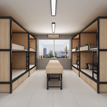 ✅青年旅社上下铺公寓床员工宿舍双层床儿童学生全实木太空舱上下