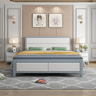 实木床北欧1.8米双人床1.5米软包床简约现代户型主卧