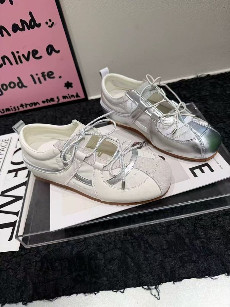 5cm Height Increasing Sweet Girl German Training Women Genuine Leather Korean Style Sports Ballet Mary Jane Silver_vogvips.com