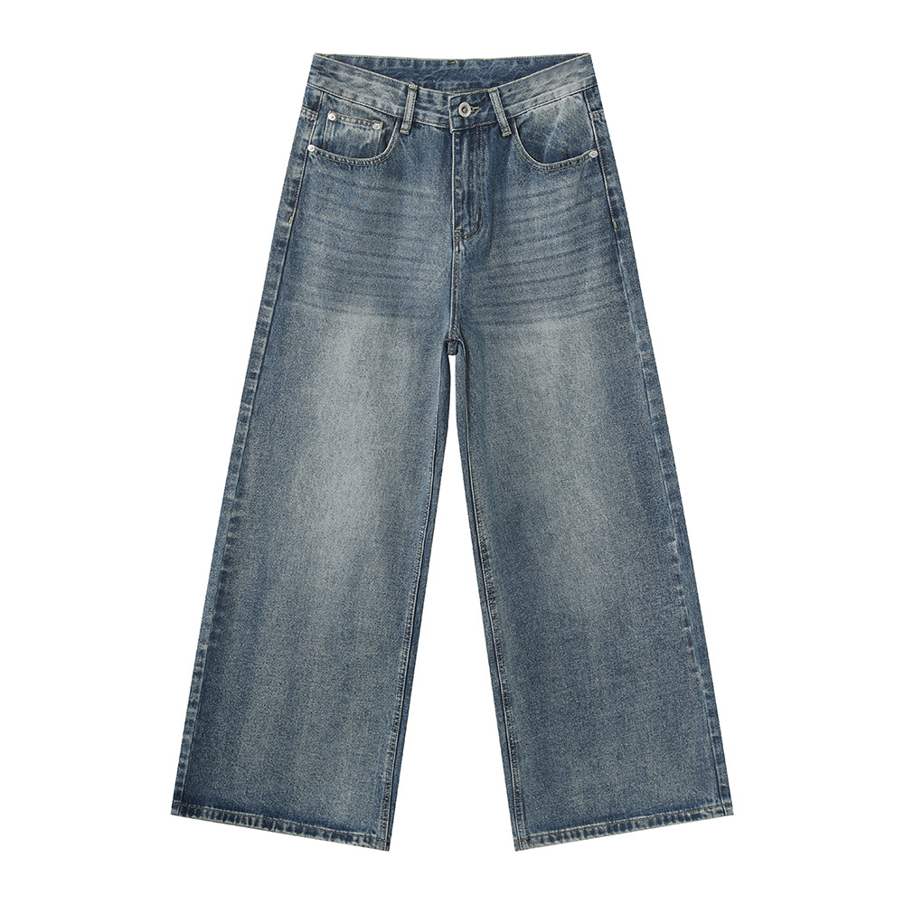 MTLCLOTHES Hombres| Coreano cleanfit recto colgando sensación de piernas anchas con pantalones vaqueros lavados con agua