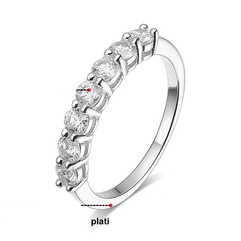 S925 plata 70 puntos anillo de diamantes de color siete princesas siete estrellas anillo de diamantes para mujeres superpuestas simple moda al por mayor