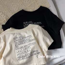 夏季儿童纯棉短袖t恤圆领男女童洋气印花打底衫宝宝半袖韩版潮流T