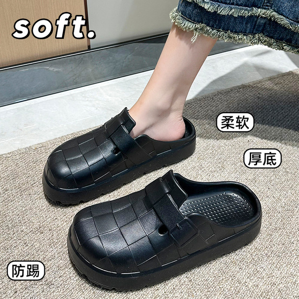 여름 새로운 EVA 두꺼운 밑창 증가 겉옷 여성 Birkenstock 신발 Baotou 하프 슬리퍼 플랫 샌들 도매