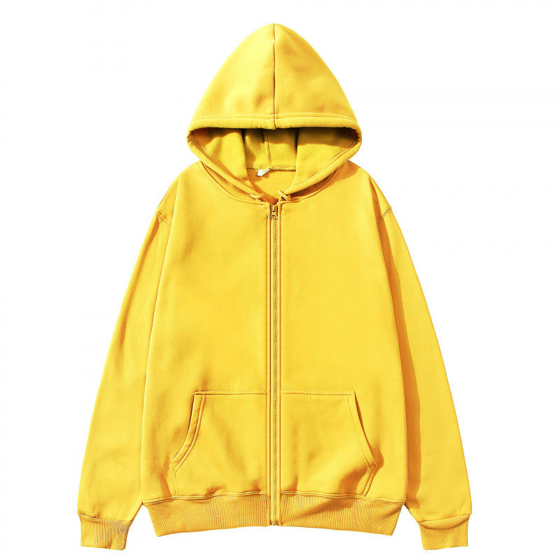 跨境欧美开衫连帽卫衣纯色运动服上衣秋冬季男女同款拉链短袖|undefined