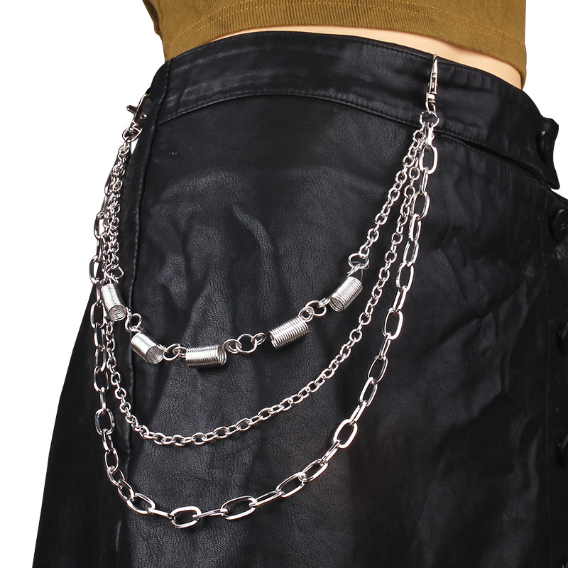 European And American Fashion Hip-Hop Punk Style Heavy Car Spring Accessories Multi-Layer Metal Pants Chain Men's Street_voghion.com