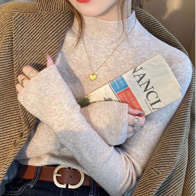 半高领毛衣女内搭2025秋冬新款修身显瘦中领打底针织衫套头衣服|undefined