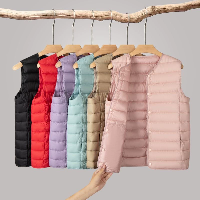 Новинка 2025 года, тонкий хлопковый жилет, женский осенне-зимний короткий жилет без воротника с подкладкой, жилет большого размера, верхняя одежда с круглым вырезом