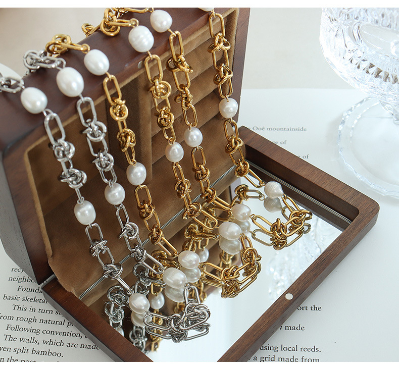 Fashion Geometric Titanium Steel Beaded Bracelets Necklace 1 Piece