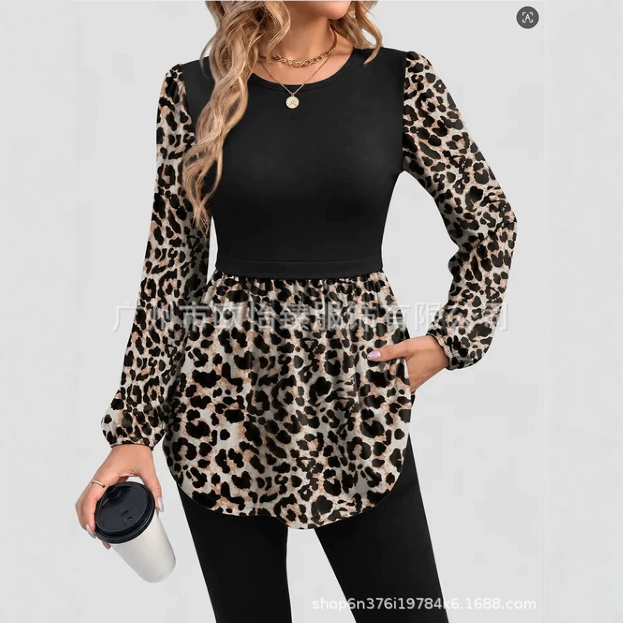 European and American independent online stores, Amazon, and AliExpress: 2026 autumn collection – new women’s printed patchwork round-neck long-sleeve doll dress