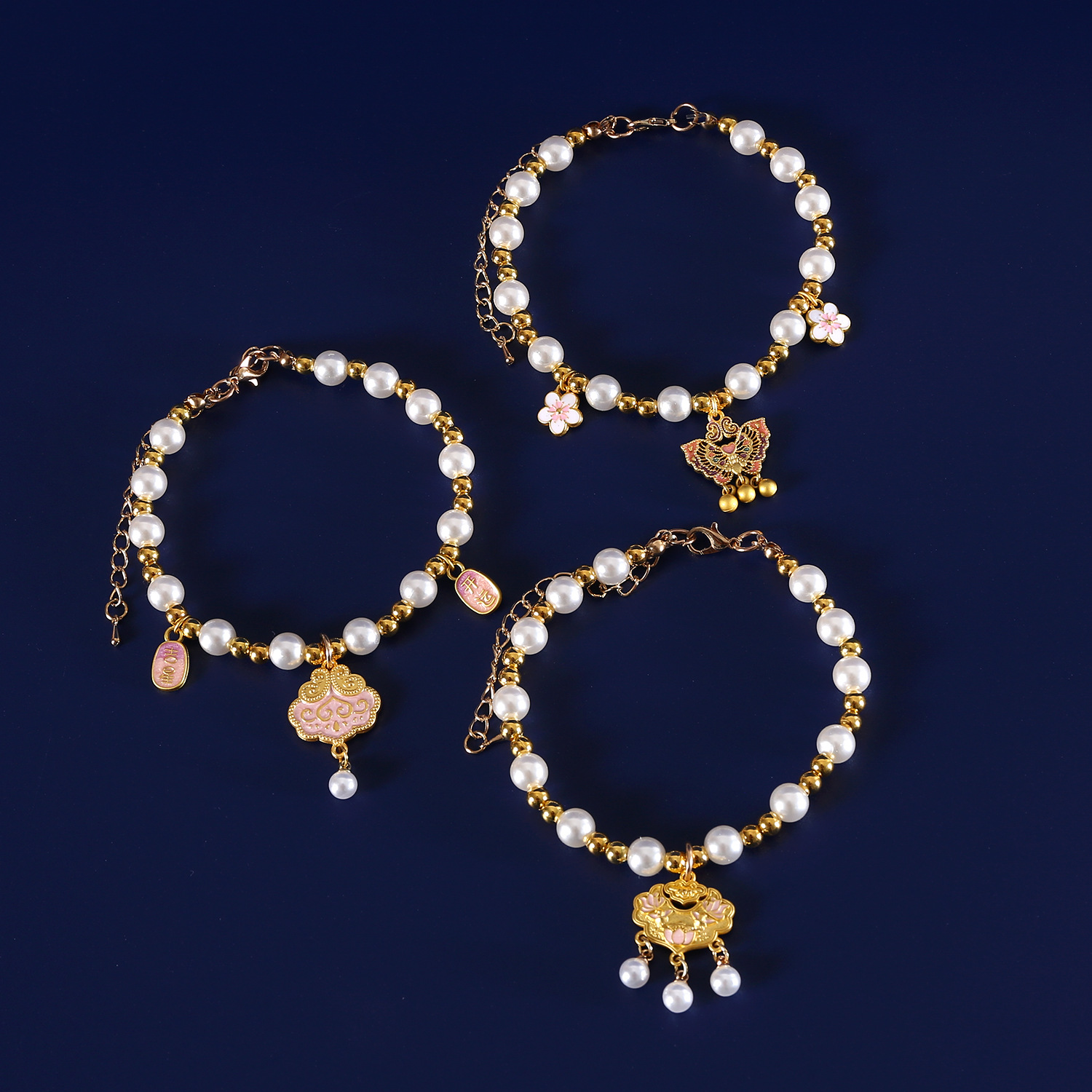 2025 Año Nuevo collar de perlas mascota princesa estilo rosa mariposa buena suerte primavera gatito collar de cachorro