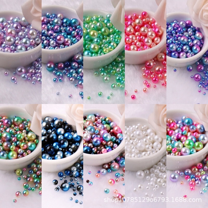 ABS Full Round Non-porous Colorful Gradient Faux Pearl Faux Pearl DIY Nail Art Accessories Mermaid Pearl in stock