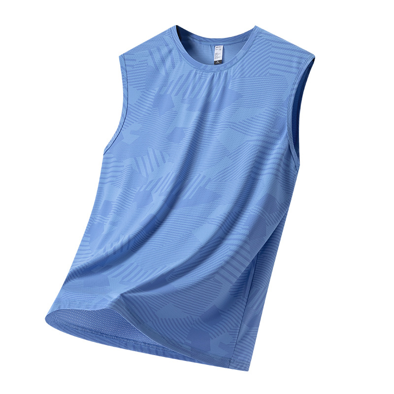 Chaleco de hielo para hombre de verano, camiseta de hombro ancho sin mangas, camiseta de hombro de secado rápido, camiseta de media manga transpirable