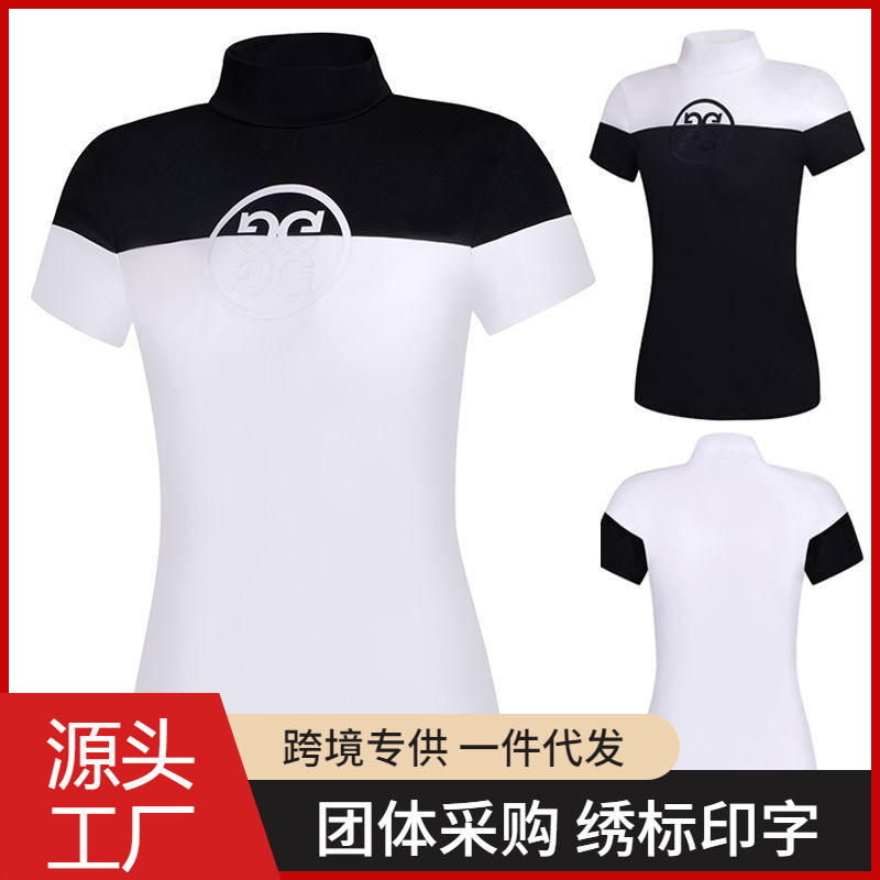 Golf Clothing New Women's Half Turtleneck Short-Sleeved Moisture-Wicking Slim Sportswear Women's Golf Top