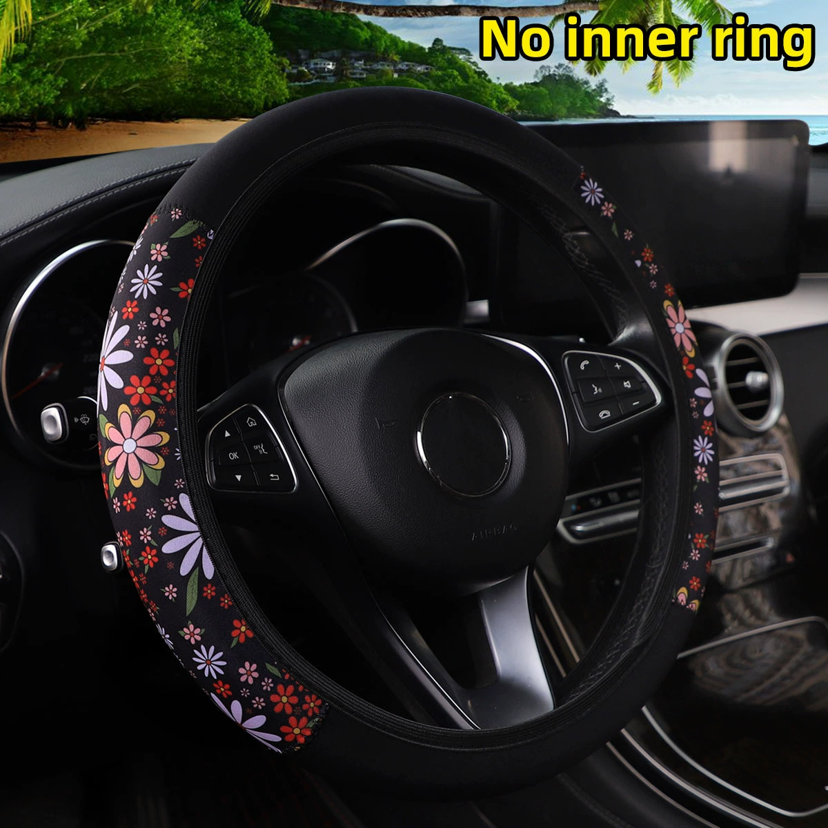 Авто рулевое рулевое крышка с принтом для погружения четыре хризантемы без внутреннего кольца эластичные ремни AliExpress через границу Амазонка