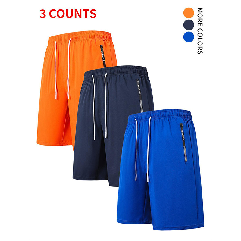 Cross-Border Special Edition Hot-Selling Zipper Pocket Gym Shorts for Men, Summer Quick-Dry Sports Shorts