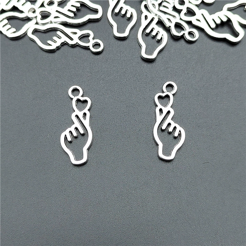 DIY ювелирные аксессуары 20 мм Ожерелье декоративный кулон жест полое сердце ювелирные изделия серьги Чехол для мобильного телефона висячие украшения