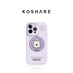 Apple 16promax 携帯電話ケース 13 液体シリコーン 15 かわいい落下防止 14 肌に優しいに適した子犬磁気ホルダー