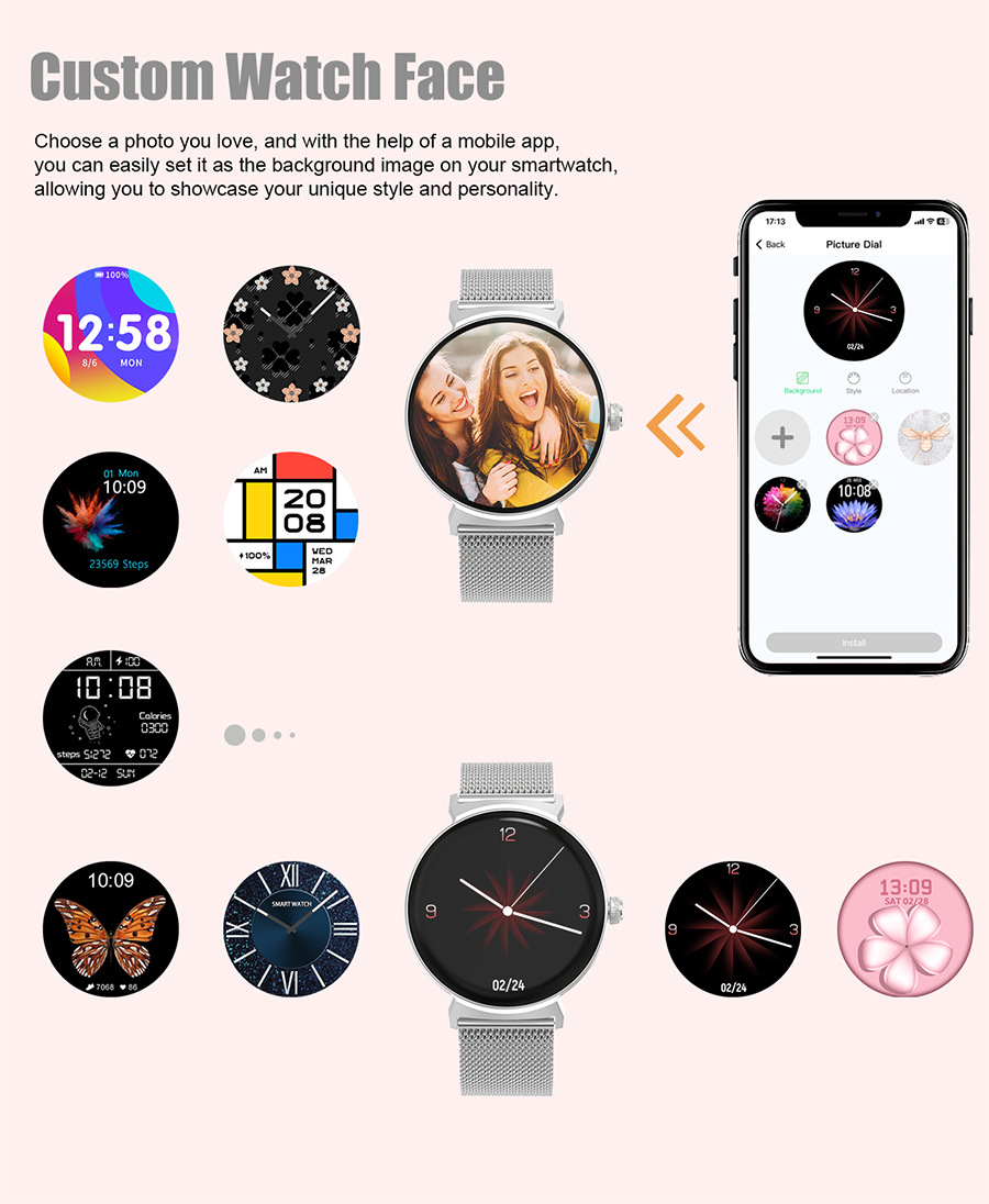 DT4 Smart Watch Damen 1,45'' BT Anruf Sprachassistent_voghion.com