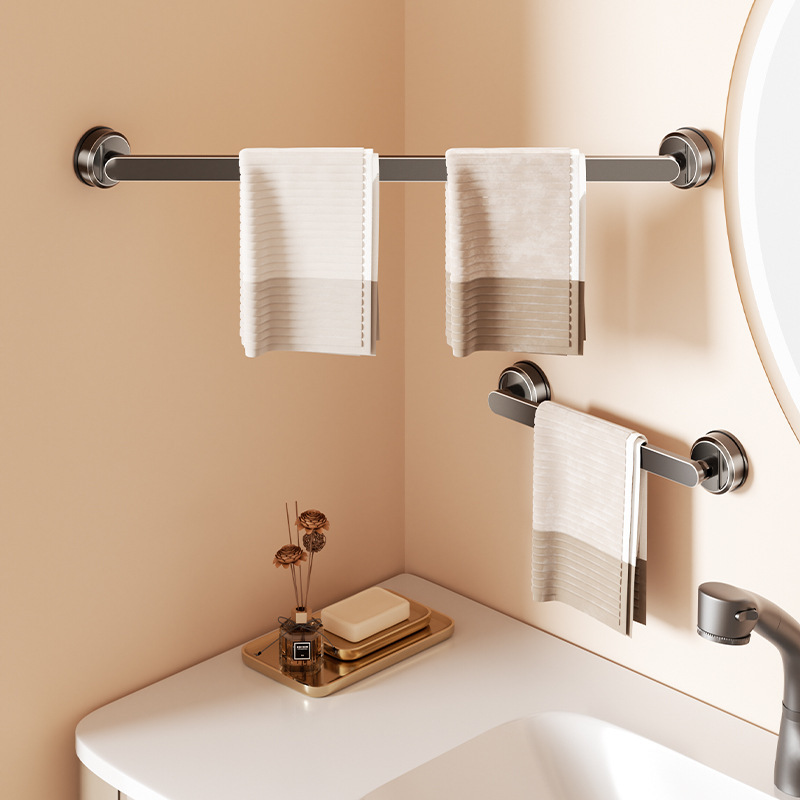 Creative Wall-Mounted Towel Bar for Bathroom, No-Drill Corner Hanging Rod with Adjustable Rotating Suction Cup Towel Rack Creative Wall-Mounted Towel Bar for Bathroom, No-Drill Corner Hanging Rod with Adjustable Rotating Suction Cup Towel Rack