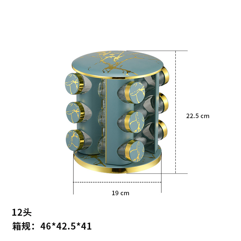 Botella de condimento de cocina estante conjunto redondo mármol estante de condimento de acero inoxidable estante giratorio