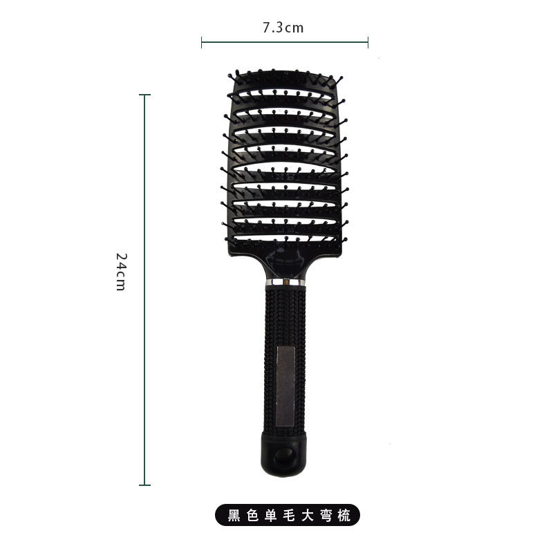 Peine de cerdas de plástico forma de cerdas peine costilla peine liso Pelo Rizado grande curvo peine del pelo cabeza del cuero cabelludo peine de masaje