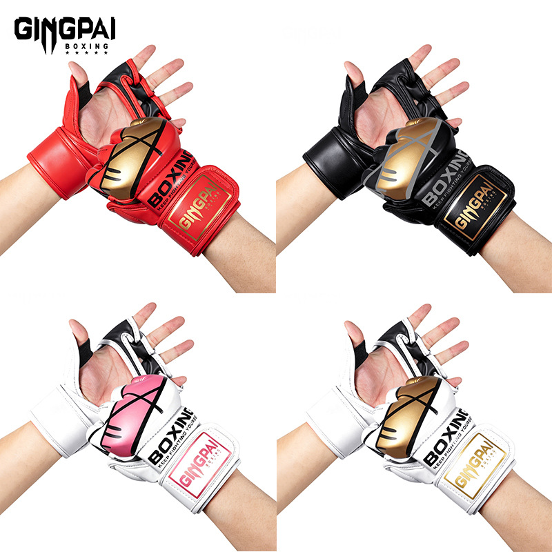 Half-Finger Boxing Gloves Mma Training Free Fighting Adult Men's and Women's Boxing Gloves Split-Finger Sanda Punching Bag Muay Thai Gloves