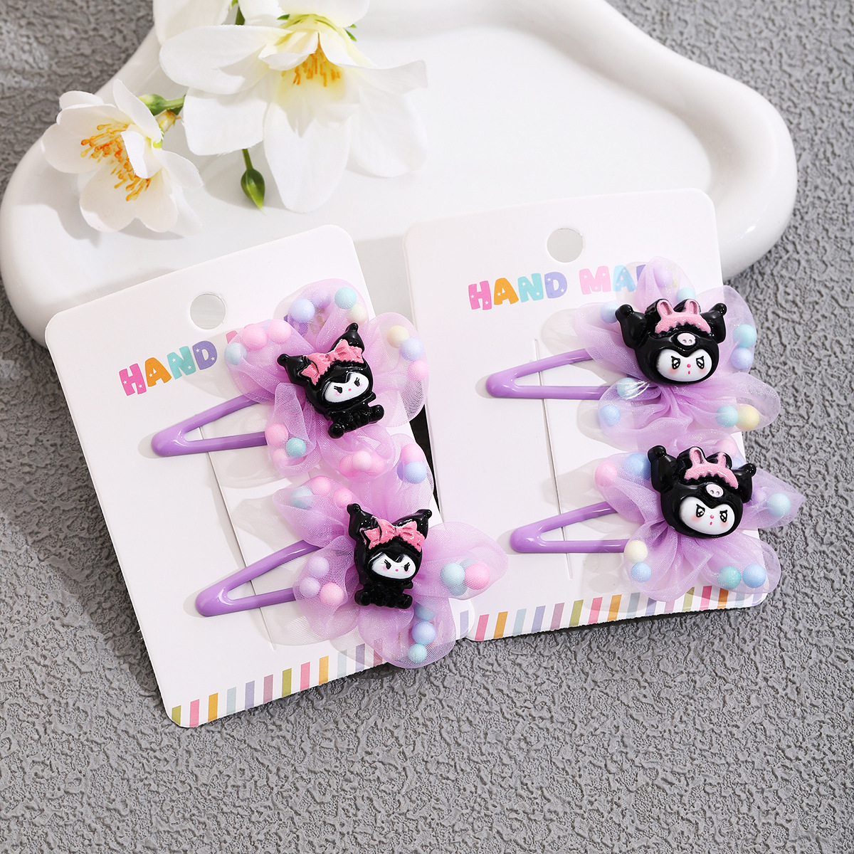 Niños lindo Kuromi horquilla tocado niña bebé flequillo clip lateral horquilla clip clip de dibujos animados niña accesorio para el cabello