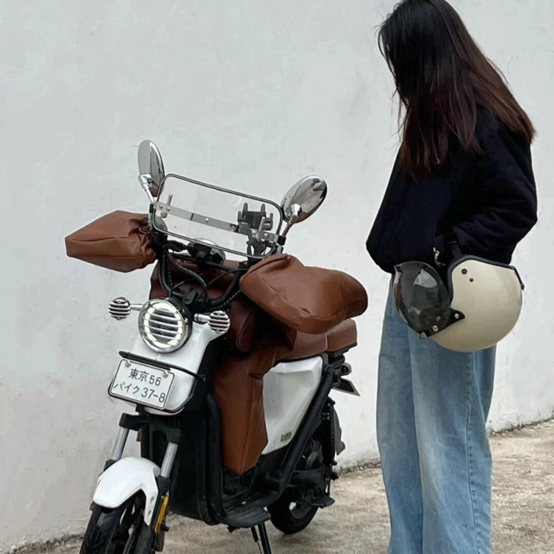 Кожаный сплит электрический автомобиль, блокируется ветром, бархат утолщенный мотоцикл зимняя модель теплая и морозостойкая крышка от дождя 2024 Новый