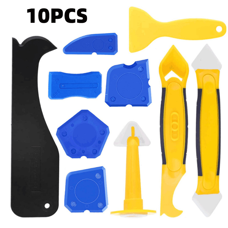 跨境供应10件套填缝工具玻璃胶修补刮铲刮刀硅酮灌浆刮板角落填隙