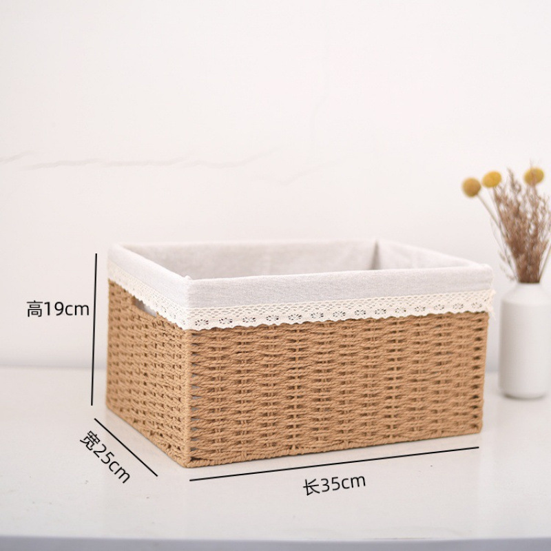 armario doméstico cajón caja de almacenamiento canasta de tela de caña snack juguetes caja de acabado de artículos canasta de tela image 17