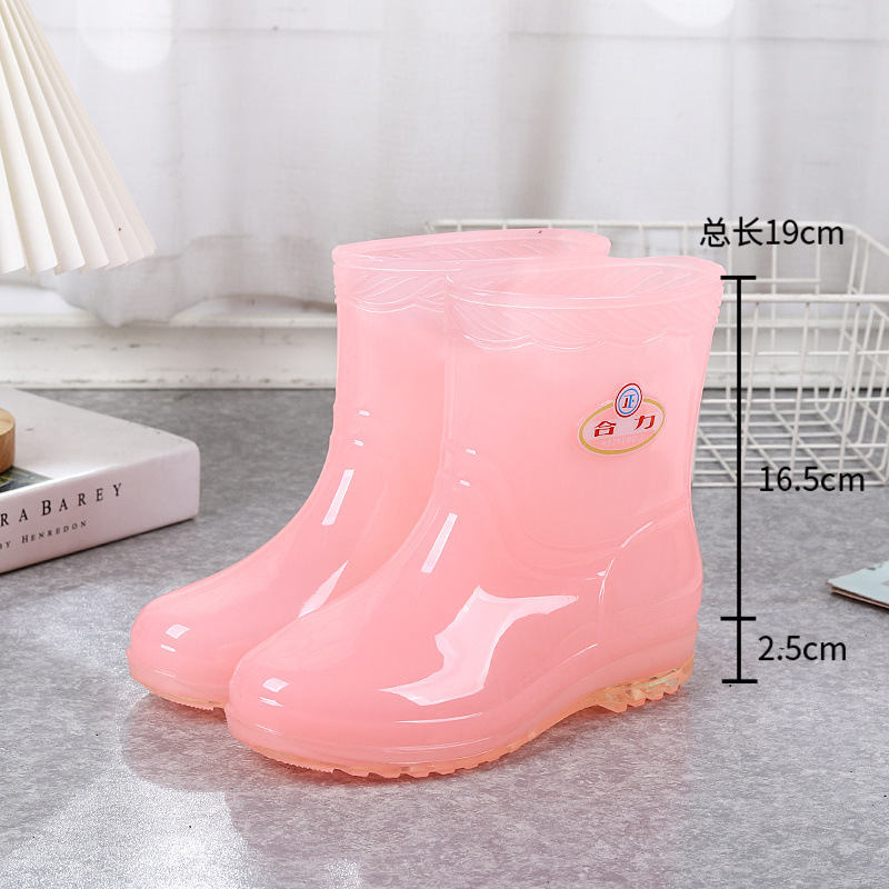 여성용 젤리 미드튜브 레인부츠, 메쉬가 없는 레인부츠, 속건성 숏튜브 미끄럼 방지 워터슈즈, 패셔너블한 아우터용 방수부츠 및 고무신
