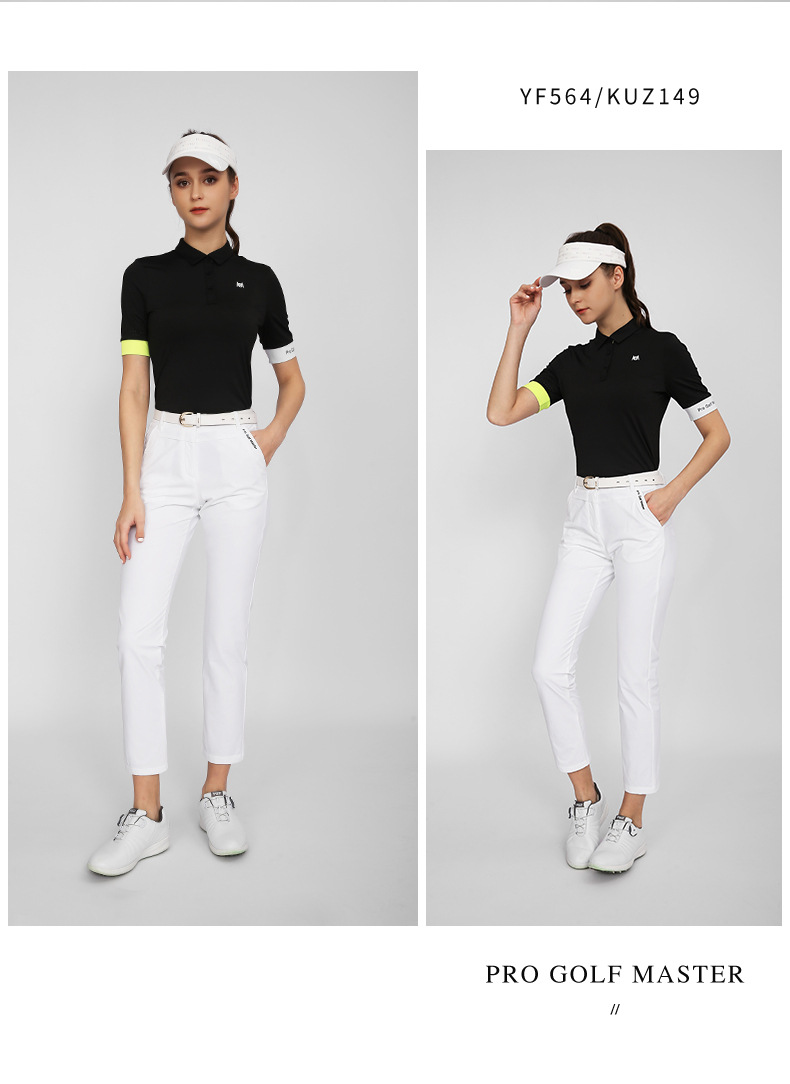 Áo thun nữ golf PGM tay ngắn phối màu thoáng khí — YF564-Áo màu trắng, YF564-Áo màu đen, KUZ149-Quần màu xanh nước biển, KUZ149-Quần Trắng chi tiết 12