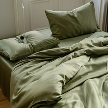 60支兰精天丝四件套夏季纯色床单被罩北欧简约床上三件套南通被套