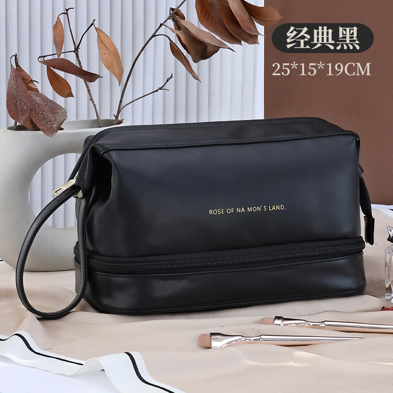 La nueva bolsa de lavado Maillard PU es impermeable y portátil de gran capacidad para damas retro, bolsa de almacenamiento de viaje de alto valor