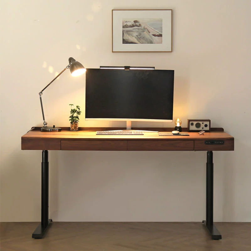 Электрический подъемный стол из цельного дерева Nordic Автоматический Интеллектуальный стоячий компьютерный офис Рабочий стол из черного ореха