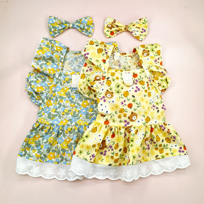 Cute Cotton Flower Bow Knot Pet Clothing display picture 5