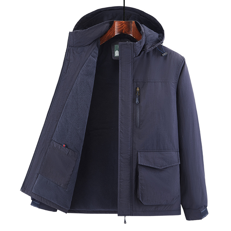 Chaqueta de otoño y invierno para hombres secos rápidos para hombres bolsillos de algodón grueso a prueba de viento impermeable tendencia de trabajo casual chaqueta superior